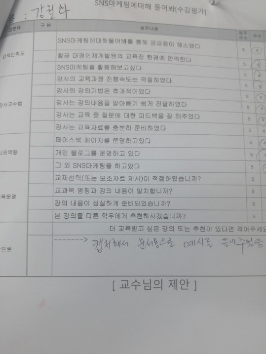 SNS마케팅 특강 강*화 님의 수강후기입니다.